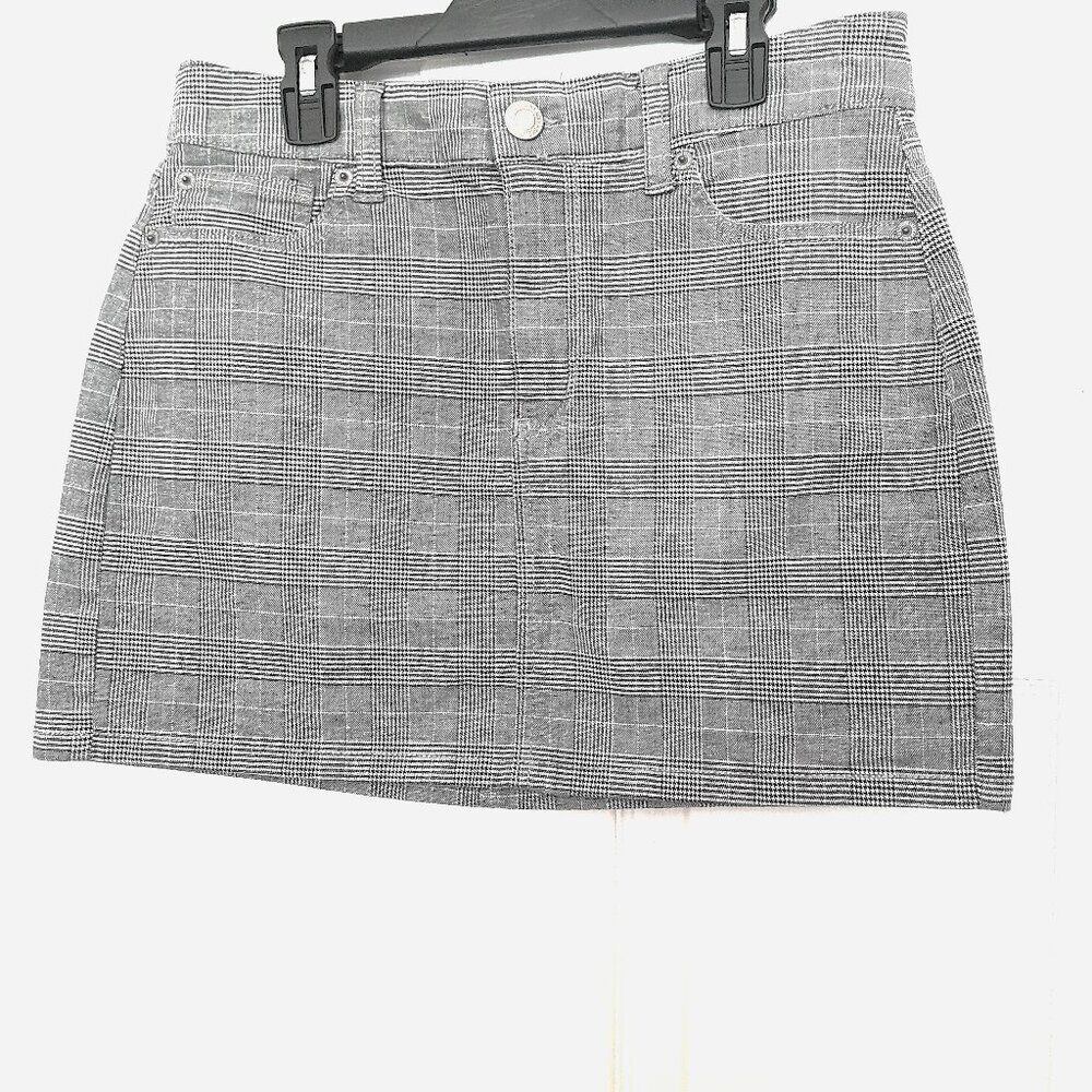 American Eagle Women’s Plaid Mini Skirt Size 4 Grey Black Hi-Rise Super …